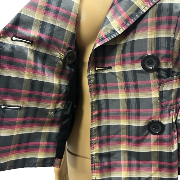 Eci New York Silk Retro Plaid Double Breasted 3 Quarter Sleeve Tie Belt Size 2 - Picture 5 of 12